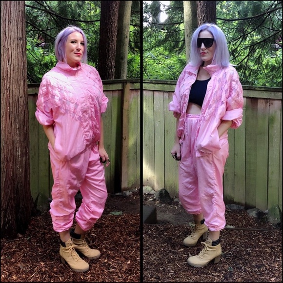 Vintage Jackets & Blazers - VINTAGE, bubblegum pink, windbreaker set!!